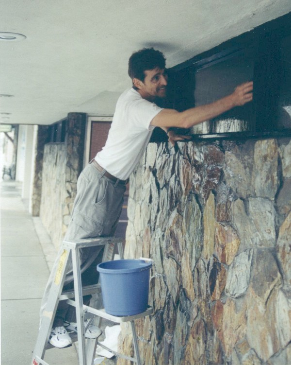 Gerry Armstrong cleaning the LMT windows