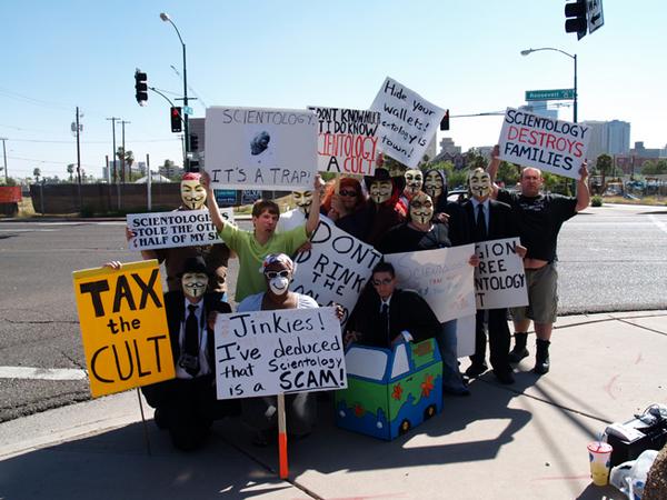 Anonymous protest against Scientology in Phoenix, AZ